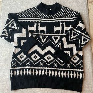 H&M Llama/Alpaca Sweater XL Oversized Black White Warm Winter